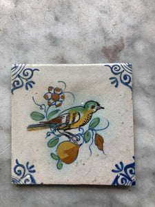 Nice 17 th century delft handpainted dutch tile bird