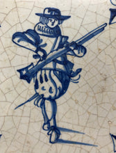Load image into Gallery viewer, Very nice dutch delft tile with soldier 17 century
