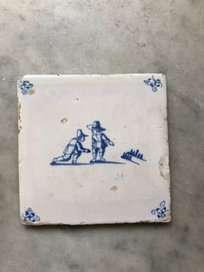 17 th century delft handpainted dutch tile children playing