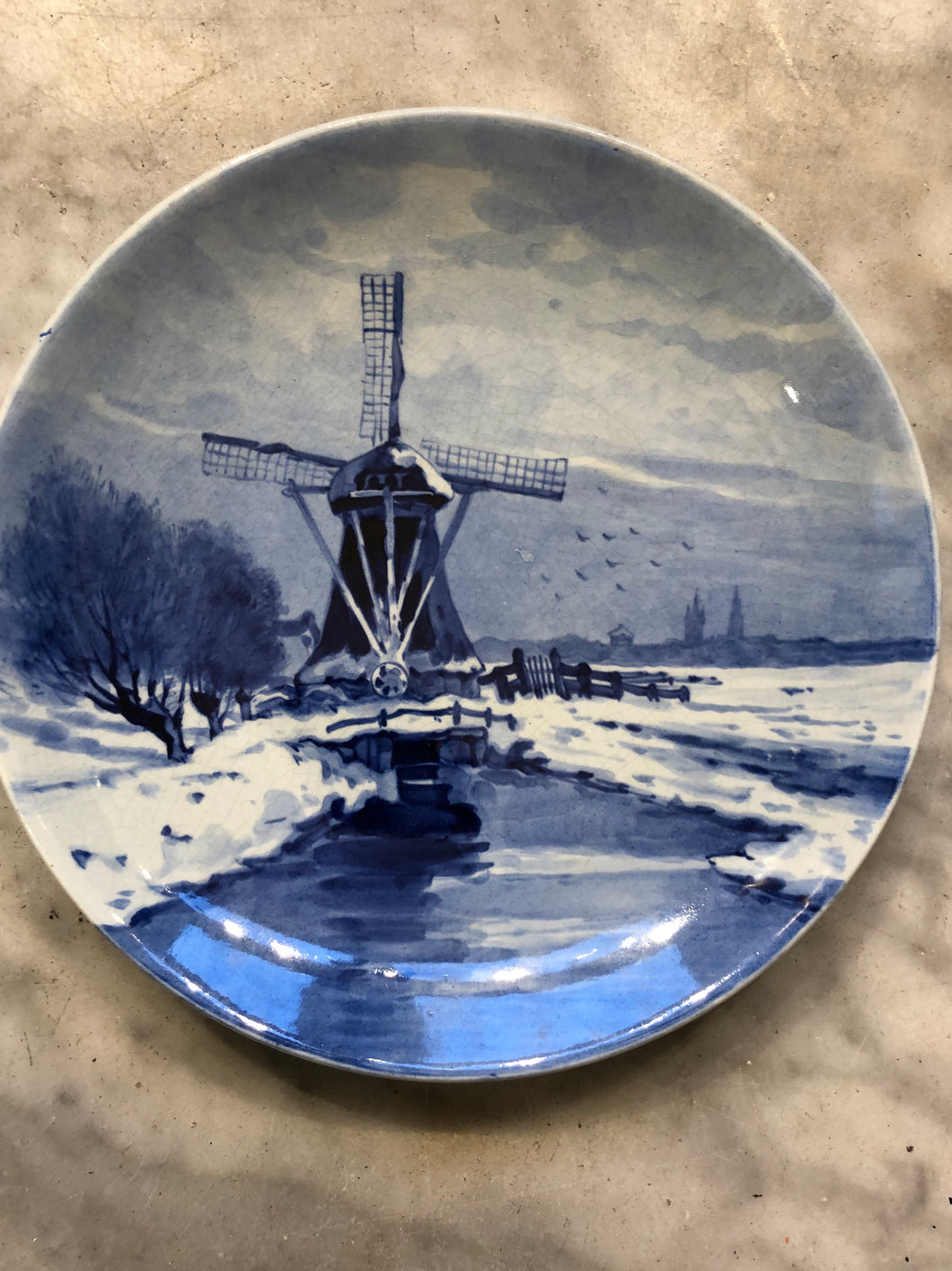Royal Delft handpainted dutch plate with windmill