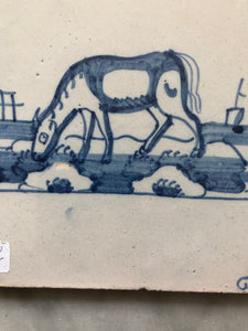 18th century Delft tile with horse