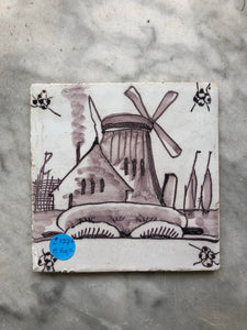 Nice 18 th century delft tile with windmill