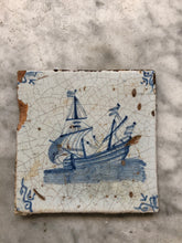 Load image into Gallery viewer, 17 th century delft tile with warship
