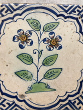 Load image into Gallery viewer, 17 th century delft handpainted dutch flower
