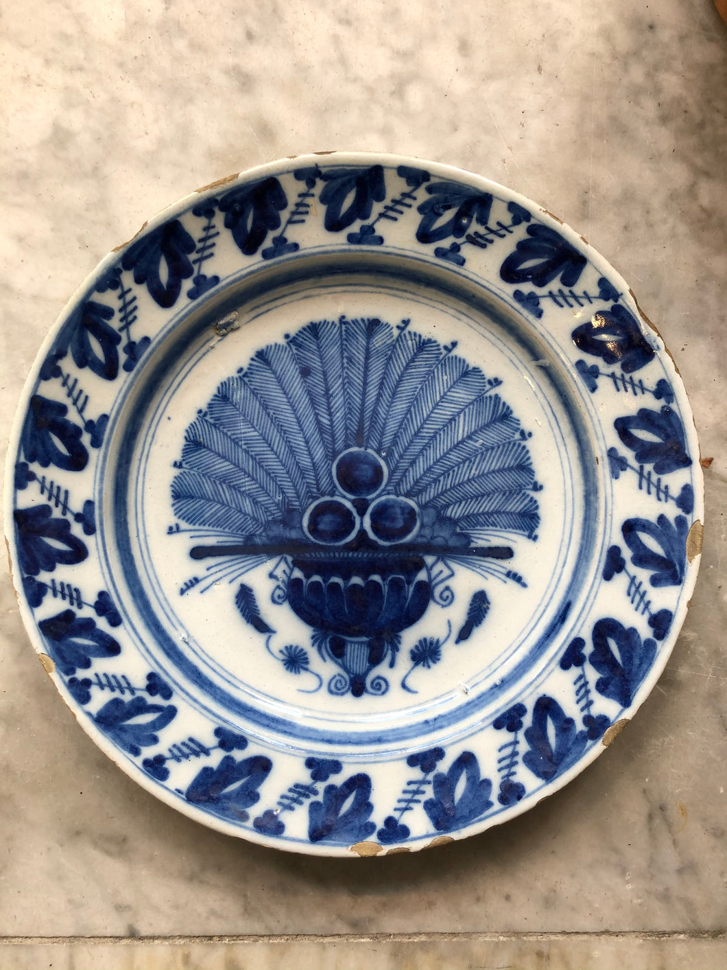 Delfts blue 18 th century delft handpainted plate