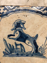 Load image into Gallery viewer, Early 17 th century delft tile with dog
