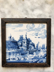 18 th century delft handpainted dutch tile with landscape