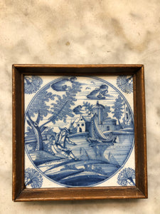18 th century delft tile with landscape