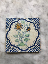 Load image into Gallery viewer, 17 th century delft handpainted dutch tile with flower
