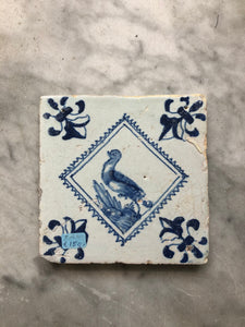Nice 17 th century delft tile with bird