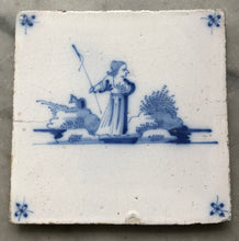 Load image into Gallery viewer, 18 th century delft handpainted dutch tile with lady
