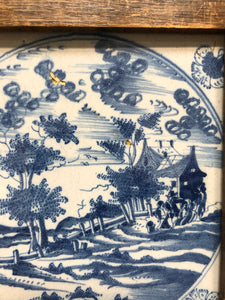 Nice 18 th century delft tile with landscape