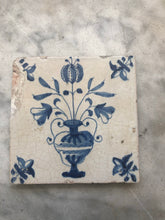 Load image into Gallery viewer, 17th century delft tile with flowervase

