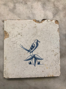 Late 17 th century delft tile with bird