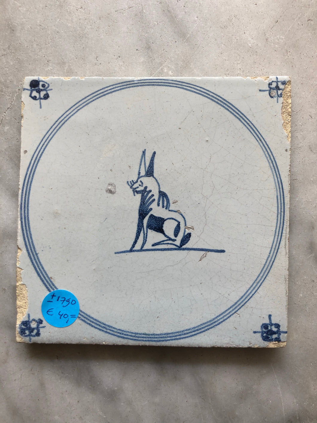 Delft 18 th century tile with animal