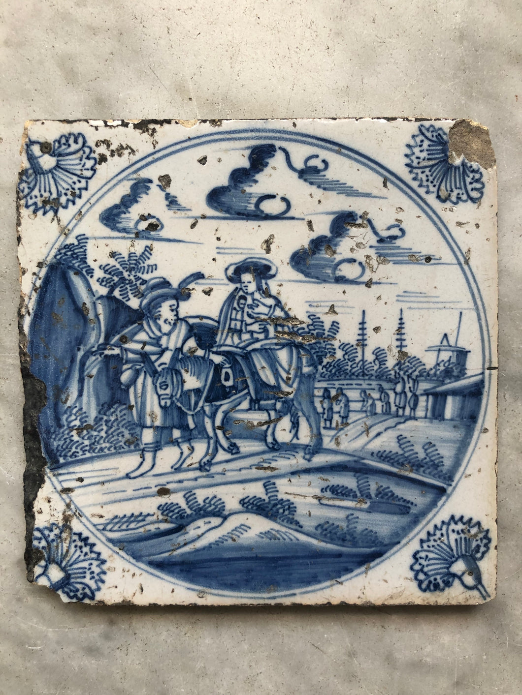 18 th century bible delft tile flight from Egypt