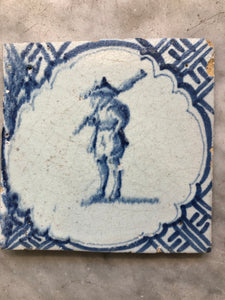 Delft handpainted dutch tile with a man