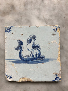 17 th century delft tile mermaid