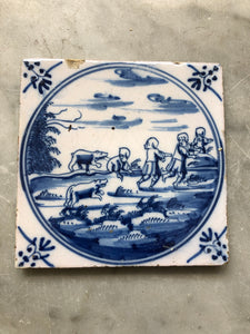 18 th century delft bibical tile with bears