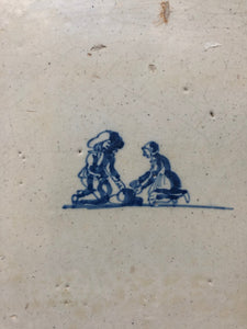 handpainted dutch Delft tile with children playing 17 th century
