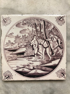 18 th century delft tile with Adam and Eve
